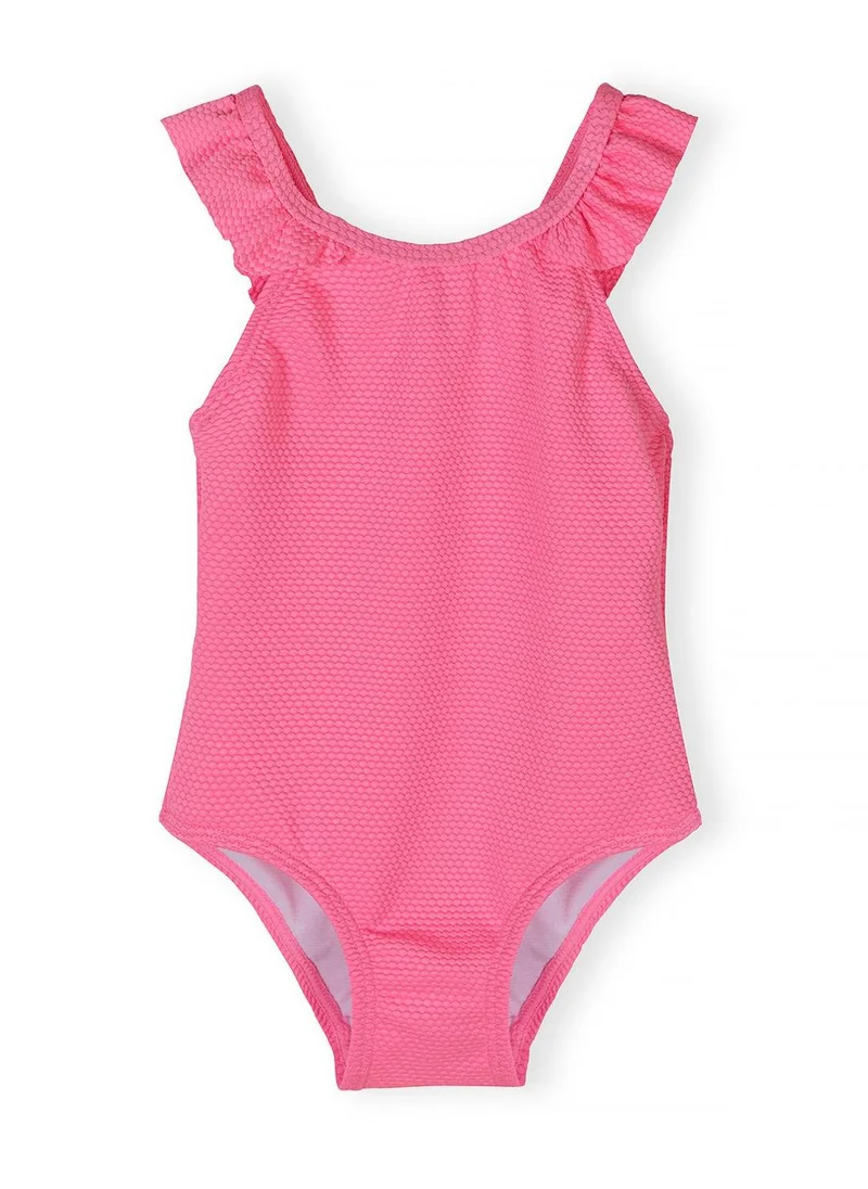 MINOTI Girls neon pink one-piece swimsuit with frill detail
